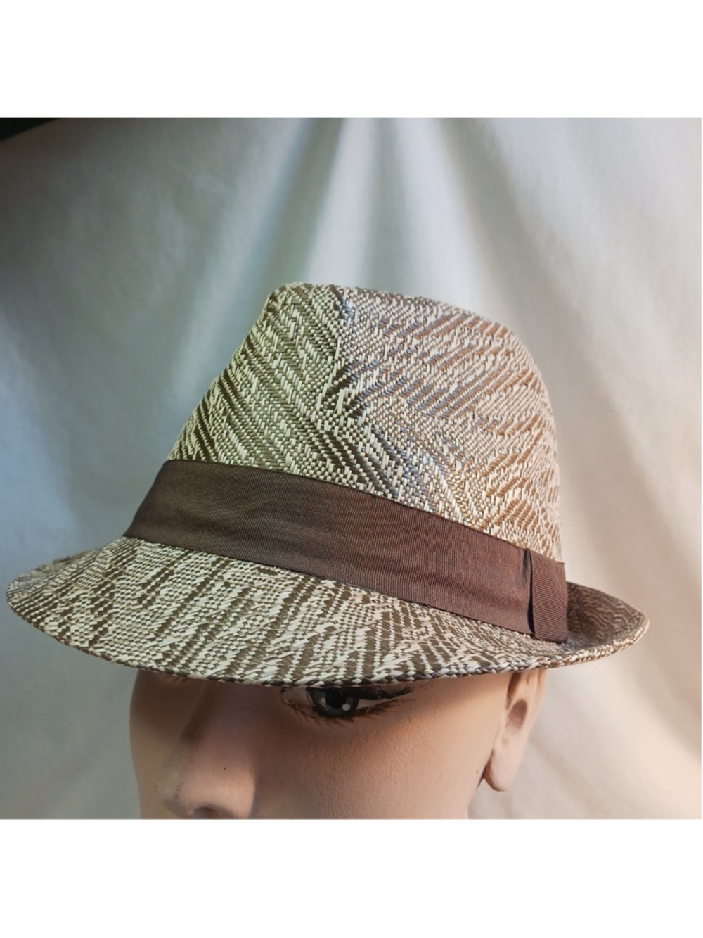 Hip Light Brown Zebra Print Ribbon Band Fedora Straw Hat